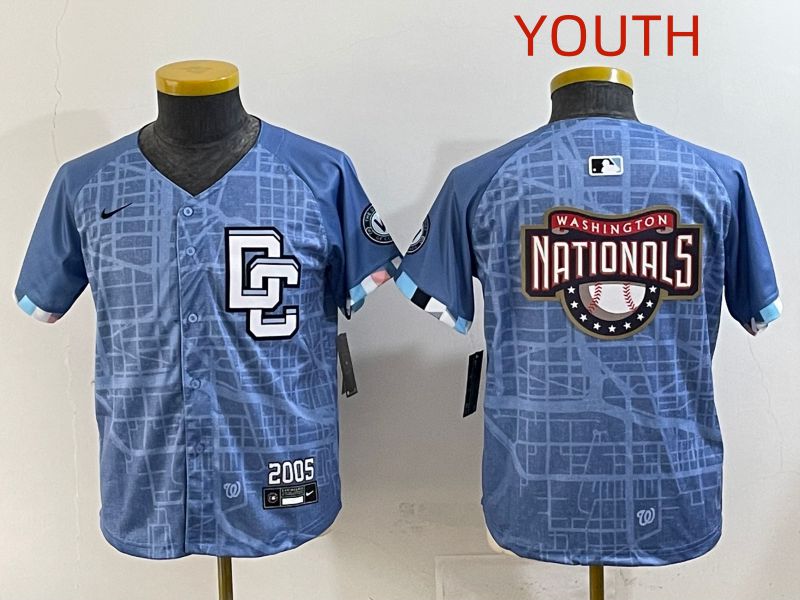 Youth 2025 Washington Nationals Blank Blue Joint Name Nike MLB Jersey style 4